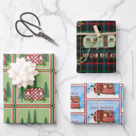 Hoja De Papel De Regalo Selección de caravanas de época festiva