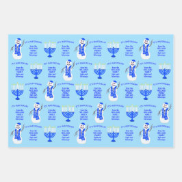 Hoja De Papel De Regalo Selección de feriado en monograma de Hanukkah Snow