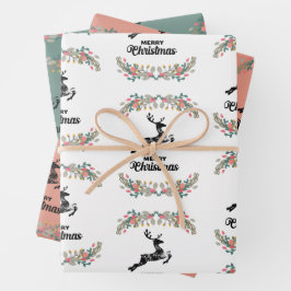 Hoja De Papel De Regalo Sello de ciervo Feliz Navidad