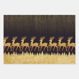 Hoja De Papel De Regalo Semibrillante negro y oro