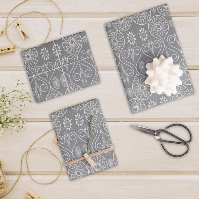 Hoja De Papel De Regalo Semillas de pulpo textil fibroso gris estampadas (Subido por el creador)