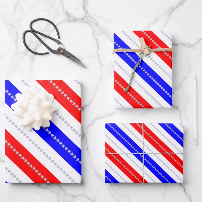 Hoja De Papel De Regalo Semiquincentennial Stars & Stripes Americana  (Anverso)