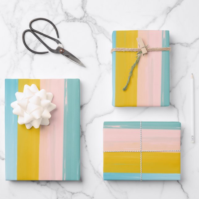 Hoja De Papel De Regalo Sencillas bandas de acuarela abstractas simples en (Anverso)