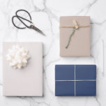 Hoja De Papel De Regalo Sencillo color sólido azul Rosa pálido Rubor 3 set<br><div class="desc">Sencillo conjunto de tres hojas de papel envolvente en una moderna mezcla sólida de tonos ruidosos,  rosa pálido y azul marino.</div>