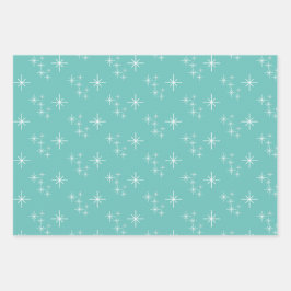 Hoja De Papel De Regalo Sencillos copos de nieve Árboles navideños Verde a