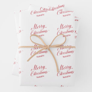 Hoja De Papel De Regalo Sencillos Navidades modernos de escritura roja
