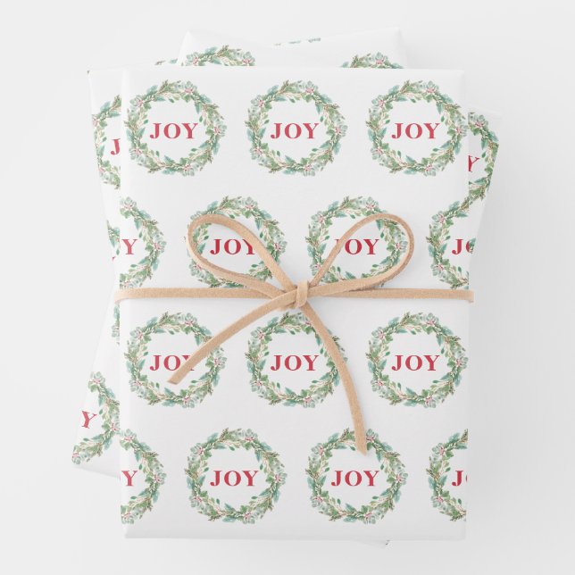 Hoja De Papel De Regalo Sencillos Navidades modernos de Wreath Joy (In situ)