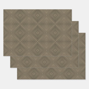Hoja De Papel De Regalo Sepia Tone Hypnotic Diamond Moderno Pop Art
