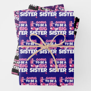 Hoja De Papel De Regalo Será una gran hermana - Corazones de hadas rosadas