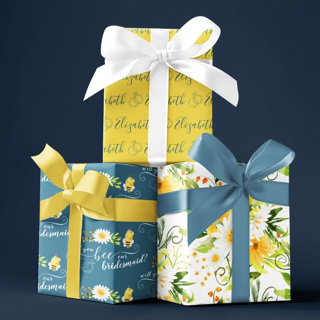 Hoja De Papel De Regalo ¿Serás Nuestra Nostra Envolvente? (Propose to your bridesmaids with these personalized wrapping paper sheets! )