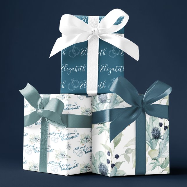 Hoja De Papel De Regalo ¿Serás Nuestra Nostra Envolviendo Papeles (Congratulate a special couple with these personalized wrapping paper sheets! )