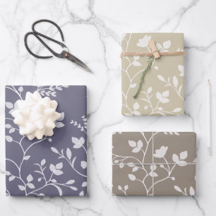 Hoja De Papel De Regalo Serenata Botánica Regalo Floral Blanco Minimalista