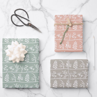 Hoja De Papel De Regalo Serenata Botánica Siluetas Suaves Minimalistas