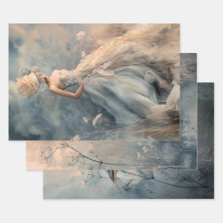 Hoja De Papel De Regalo Serene Whispers Ethereal Bird Portrait Botanical