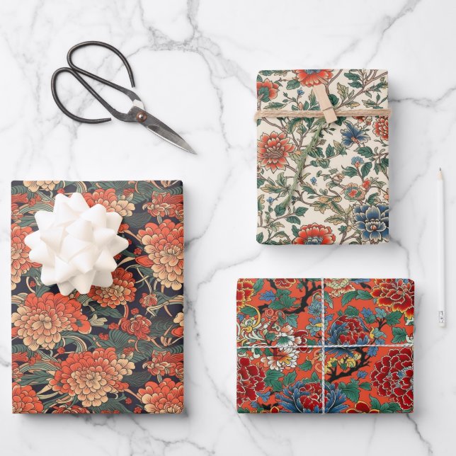 Hoja De Papel De Regalo Serie floral japonesa (Anverso)