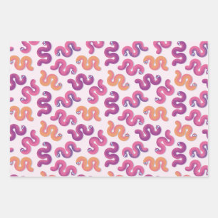 Hoja De Papel De Regalo Serpientes divertidas y coloridas (rosa, púrpura y