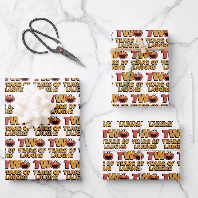 Hoja De Papel De Regalo Sesame Street | Elmo - Second Birthday (Anverso)