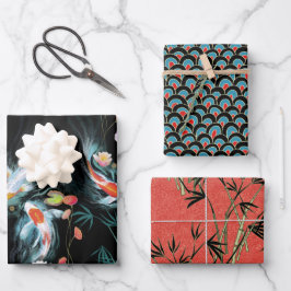 Hoja De Papel De Regalo Set de chapa de regalo de jardín de agua japonés