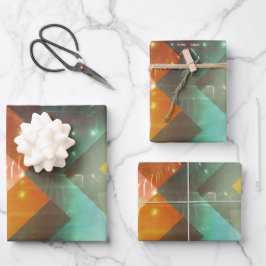 Hoja De Papel De Regalo Setentis Naranja Resumen Techno Triangles