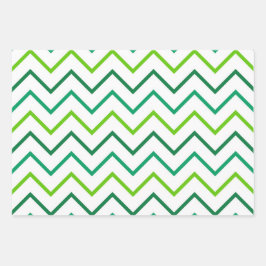 HOJA DE PAPEL DE REGALO SHADES OF GREEN WITH WHITE IRISH SHAMROCKS