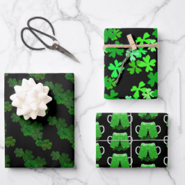 Hoja De Papel De Regalo Shamrock Irish Clover Green Beer Cheer