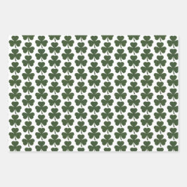 Hoja De Papel De Regalo Shamrock Shape Plaid Dark Green