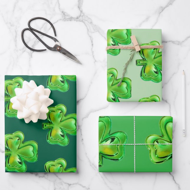 Hoja De Papel De Regalo Shamrock St Patrick's Day Wrapping Paper Sheets (Anverso)
