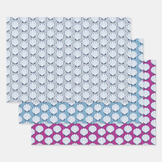 Hoja De Papel De Regalo Shell Stripe Elegance (Set)