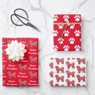 Hoja De Papel De Regalo Shih Tzu Cute Dog Silhouette Red Merry Woofmas