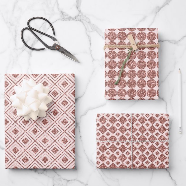 Hoja De Papel De Regalo Shimmering Rosa Gold (Anverso)