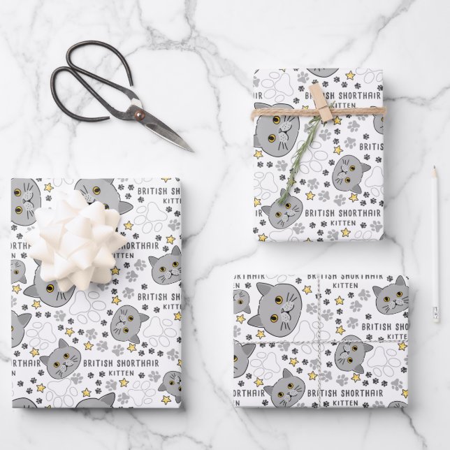 Hoja De Papel De Regalo Shorthair británico (Anverso)