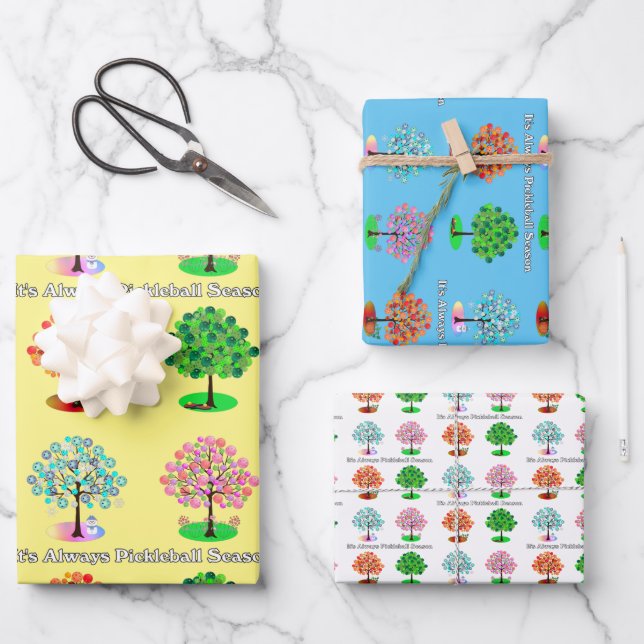 Hoja De Papel De Regalo Siempre es temporada de bolas de pellebol - Árbol  (Anverso)