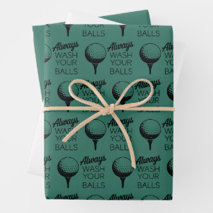 Hoja De Papel De Regalo Siempre Lava Tus Bolas Divertido Dicho Golfista De