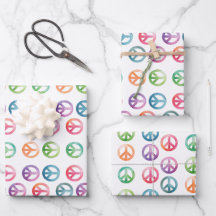 Signos de paz groovy estilo acuarela hippie amor