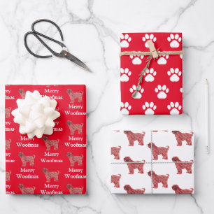 Hoja De Papel De Regalo Silhouette de perro de terror tibetano rojo merry 