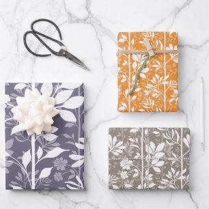 Hoja De Papel De Regalo Silueta de Enredaderas Florales Modernas Refinadas