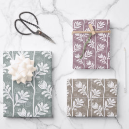 Hoja De Papel De Regalo Silueta floral multicolor ritmo floreciendo