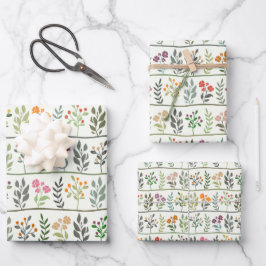Hoja De Papel De Regalo Silueta Floral Rapsodia Botánica Colorida
