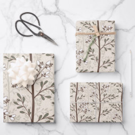 Hoja De Papel De Regalo Siluetas florales terrenas elegantes y suaves