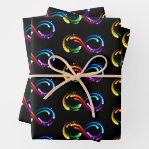 Hoja De Papel De Regalo Símbolo de infinito de cometas de arcoíris