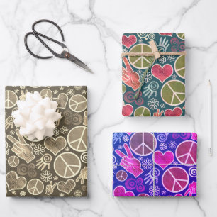 Hoja De Papel De Regalo Símbolo de paz conjunto de Rótulos de Pacifismo hi