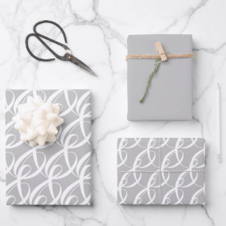Hoja De Papel De Regalo Símbolo de unión elegante blanco en boda de plata