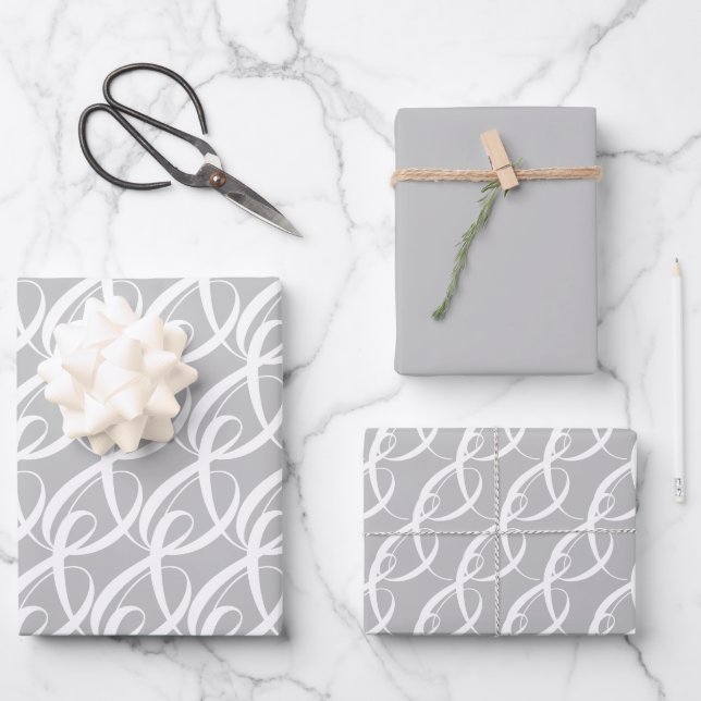 Hoja De Papel De Regalo Símbolo de unión elegante blanco en boda de plata (Anverso)