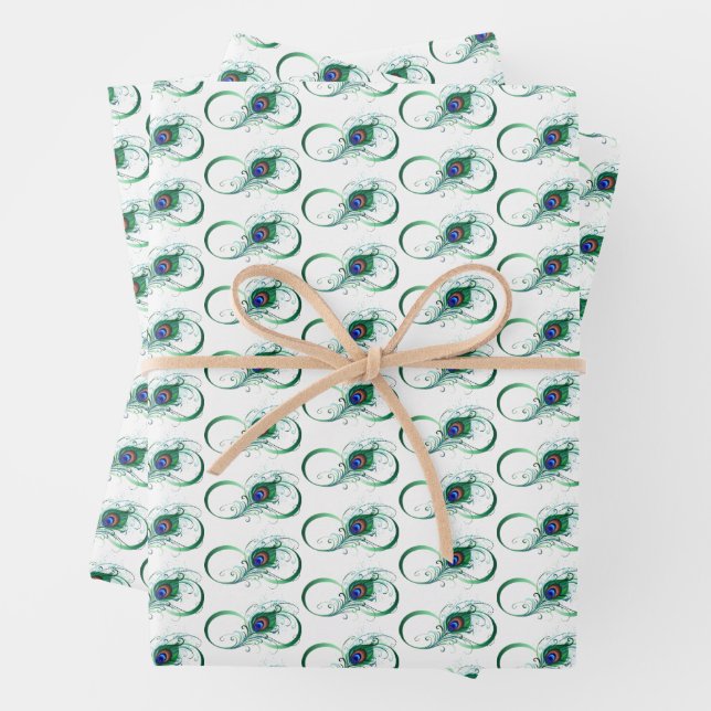 Hoja De Papel De Regalo Símbolo infinito con pluma de pavo real (In situ)