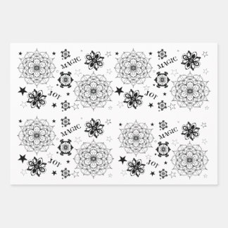 Hoja De Papel De Regalo Símbolos Blanco Negro Plato Gelli Collage y Más