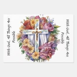 Hoja De Papel De Regalo Símbolos cristianos espirituales para el confort