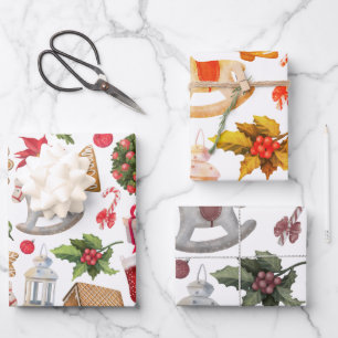 Hoja De Papel De Regalo Símbolos de Navidades pequeños