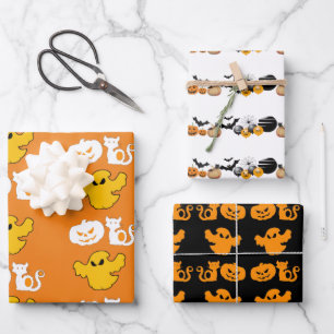Hoja De Papel De Regalo Símbolos fantasmales de Halloween BOO Jack O Lante