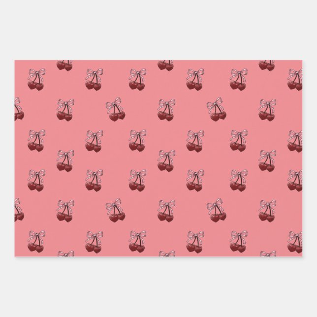Hoja De Papel De Regalo simplemente cerezas (Anverso)
