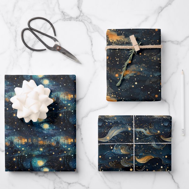 Hoja De Papel De Regalo Sinfonía cósmica: Diseño de música celestial (Anverso)